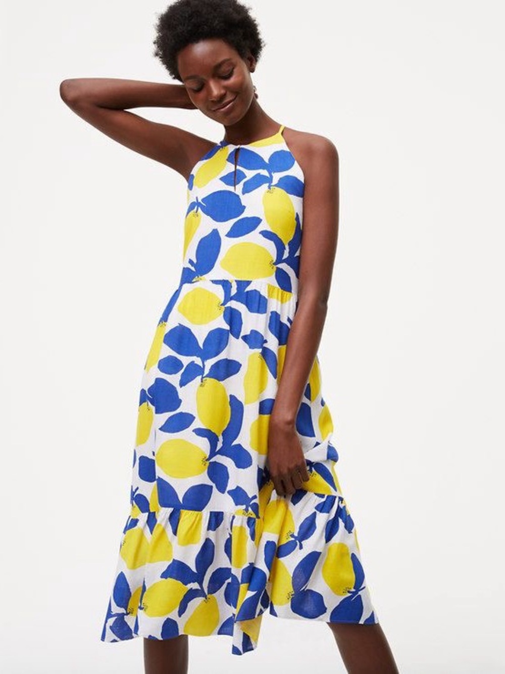 Loft Lemon Print Midi Dress